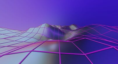 A rendered wireframe terrain grid representing a randomized simulation scene